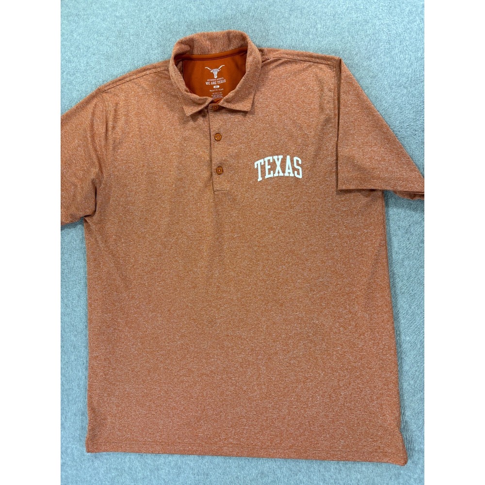 Texas Longhorns Screened Logo Short Sleeve Campus Polo Shirt (Men's XL) Orange‎